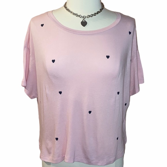 PINK Victoria's Secret Tops - VS PINK Short Sleeve Heart Top Pudra Pink